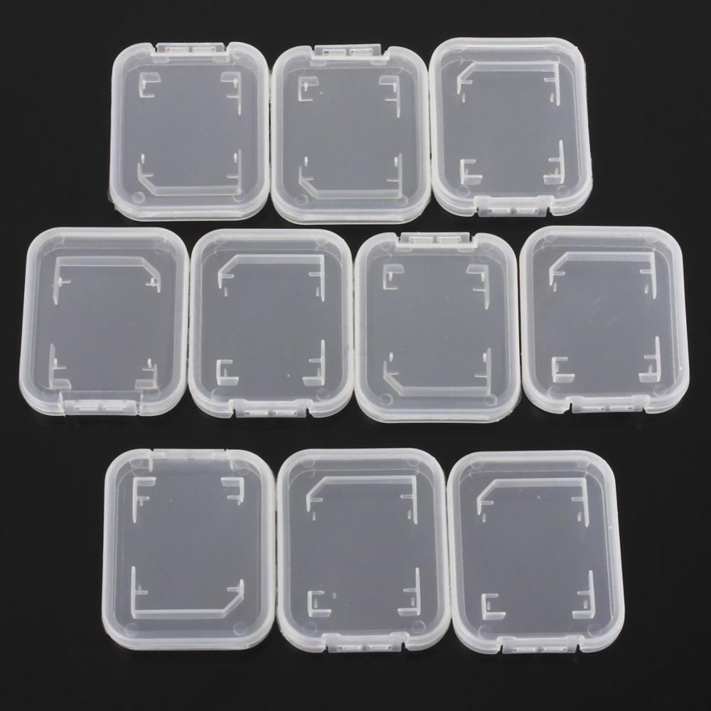 10PCS Tragbare Transparent Fall Halter Box Lagerung Klar Standard Speicher Kunststoff Karte Fall für Standard SD SDHC TF Speicher karte: Default Title