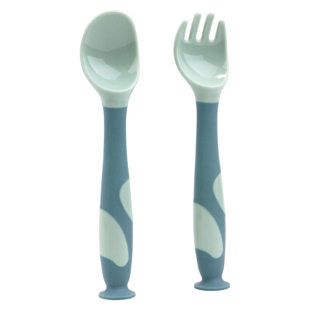 Qshare ensemble de cuillères et fourchettes flexibles pour #39 ustensiles de cuisine pour enfants ustensiles de pliage pour l'alimentation ensemble de salle à manger: Bleu