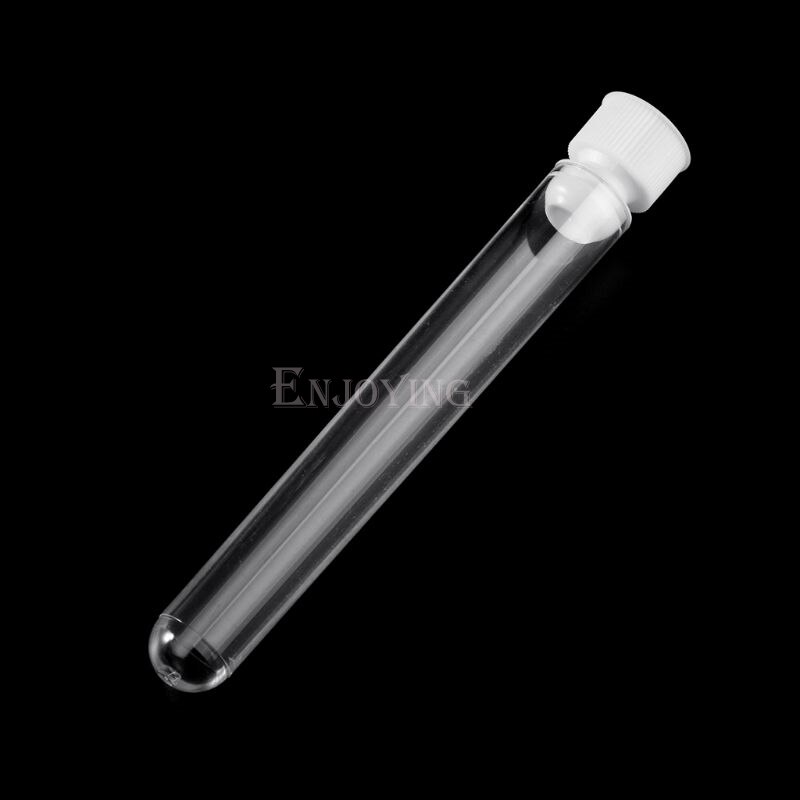 10Pcs/Pack 15x100mm Transparent Plastic Test Tubes Lab Test Tool With Screw Cap Test Tube