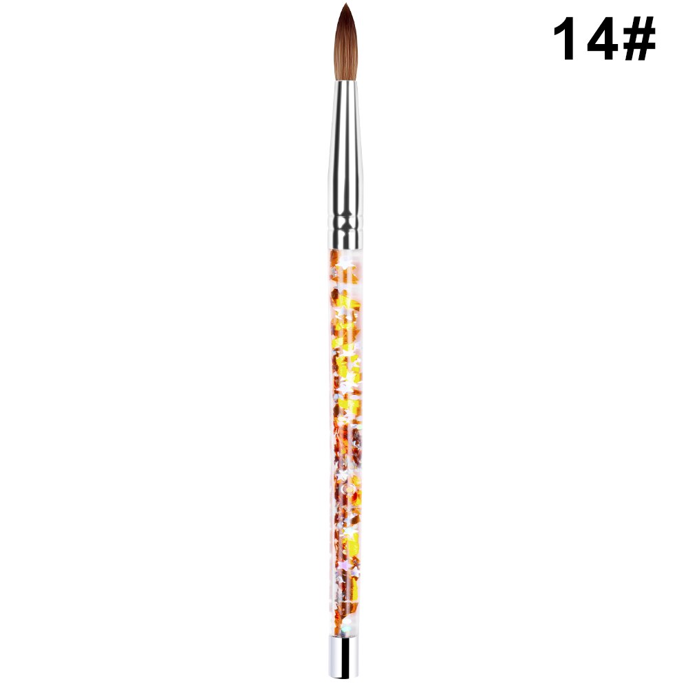 Pincel para manicura Nail Art, pincel acrílico para pintura en Gel UV con mango de colores mixtos para manicura francesa: 14