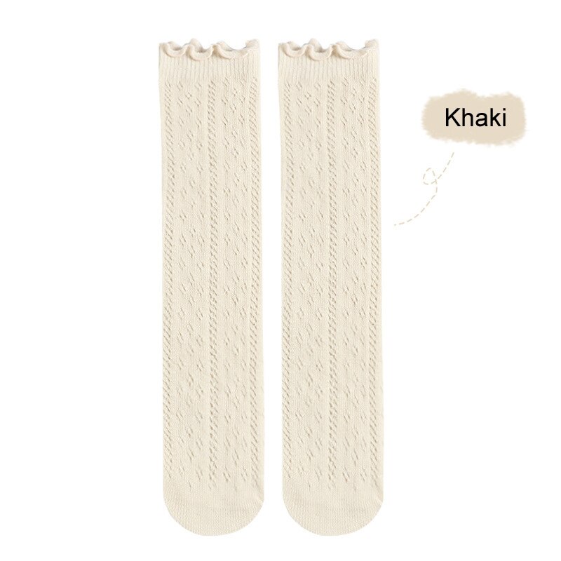 Todas as idades crianças menina verão malha fina redes transferência mosquito prova sobre-a panturrilha meias de algodão tuble: Bege