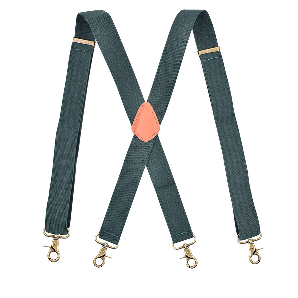 Vintage koukku henkselit miehille häät 3.5cm leveää x-musta raskas iso korkea säädettävä joustava housujen olkaimet olkaimet-musta: Armeijan vihreä