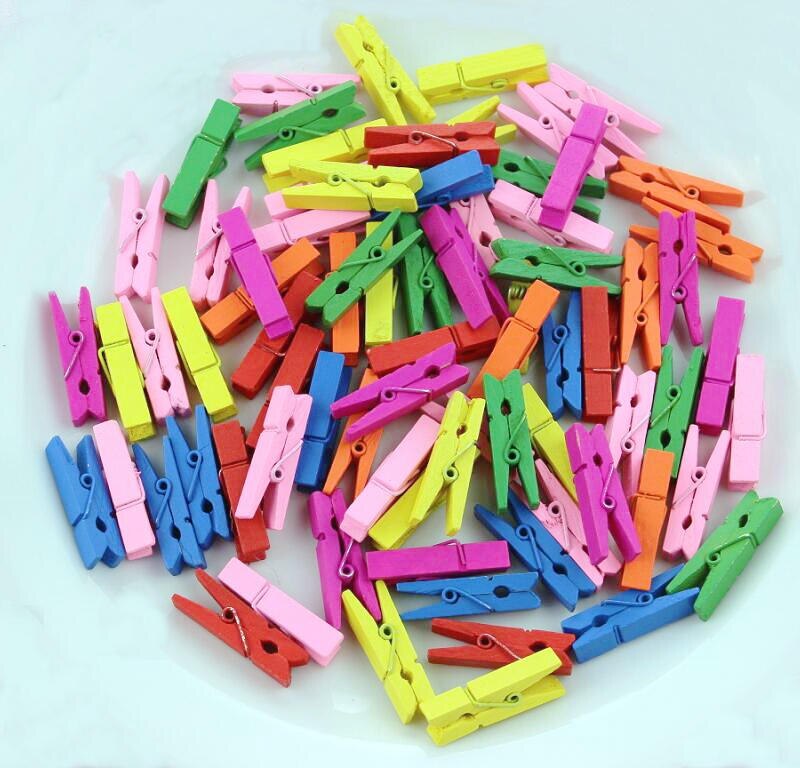 200 teile/los 3,5 cm Bunte Holz Clip Foto clips Ordner Wäscheklammer, Holz Pegs Mischfarbe Neue: Default Title