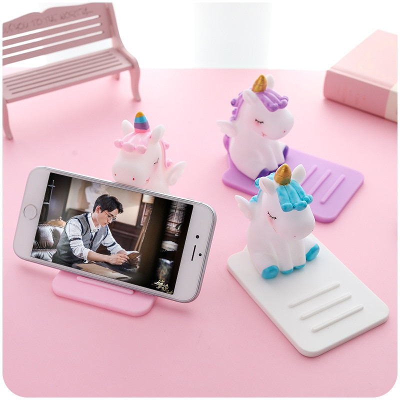 Universal- Anti-Unterhose Telefon Halfter Nette Karikatur Einhorn praktisch Schreibtisch Halterung Stehen Tabletten für Alle Telefon