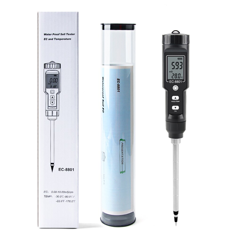 Yieryi-probador de tierra EC/TEMP, 0,00-10,00 MS/s, medidor Digital de mano para jardín, herramientas de prueba de suelo, plantas en maceta, jardinería y agricultura,: EC-8801