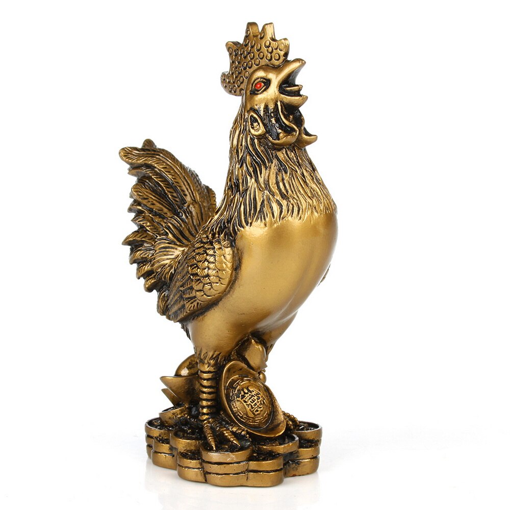 Rooster sculpture model resin gold chicken ornaments home decorations auspicious living room office desktop ornaments