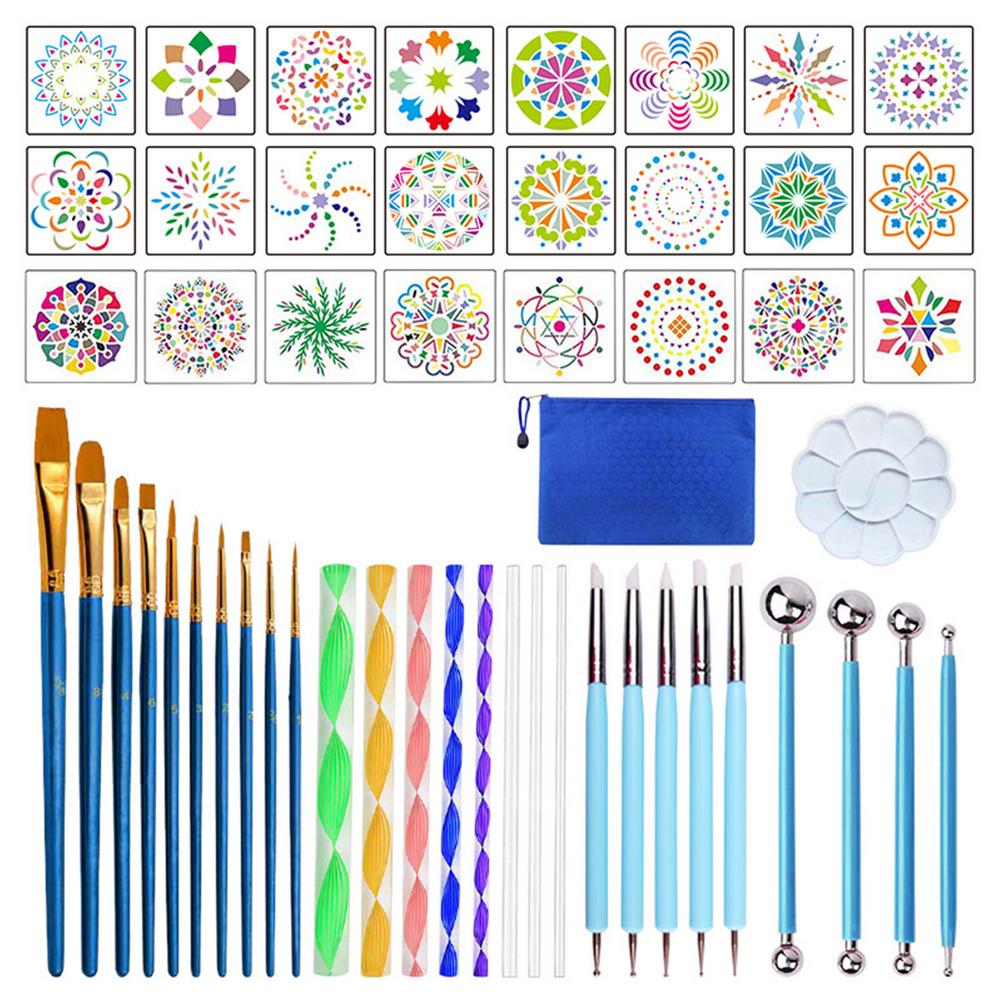 1X(16 Pcs Mandala Dotting Outils Pour Peinture Roches Mandala Pochoirs