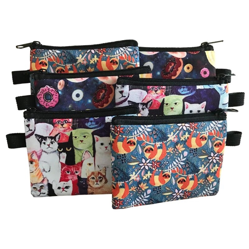 Simpatico gattino gatti/cuccioli stampa portamonete per adolescenti borse da scuola per bambini bambini donne per viaggio borsa portamonete d&#39;argento portatile