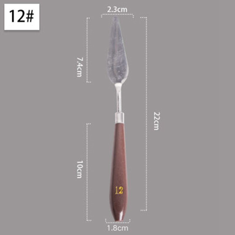 Stainless Steel Oil Painting Knife Brown Handle Spatula Palette Knife Arts Painting Tool Flexible Blades Stationery: NO.12