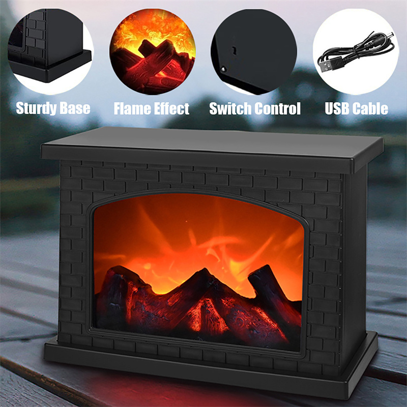 Lámpara para hogar con efecto llama, luces LED con control táctil, luz para chimeneas eléctricas, simulación USB y con pilas
