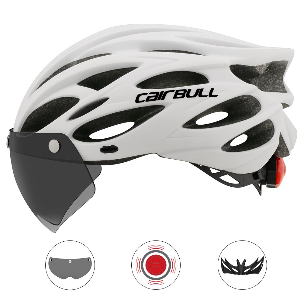 Cairbull – casque de vélo ultraléger, avec visière amovible, avec feu arrière moulé à l'intérieur, pour vtt sur route de montagne
