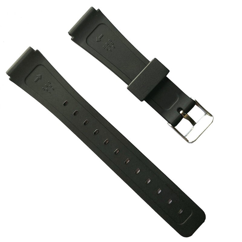 Correa de repuesto para reloj Casio F-91W de 18mm, correa de plástico de resina negra para reloj de pulsera con pasadores, hebilla de Metal F91 F91W