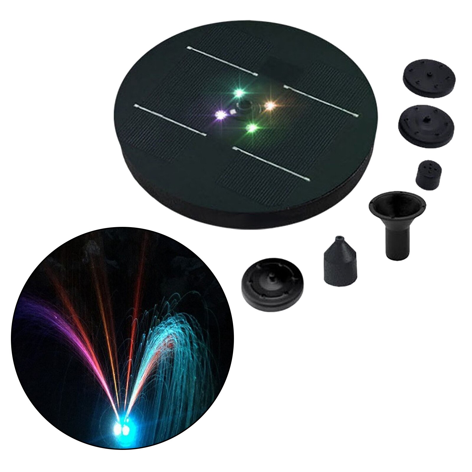 Circle Solar Power Water Floating Fountain Pump Free Standing Built-in Battery for Bird Bath Garden Pool Fish Tank Lawn: 1.8W 3.7V