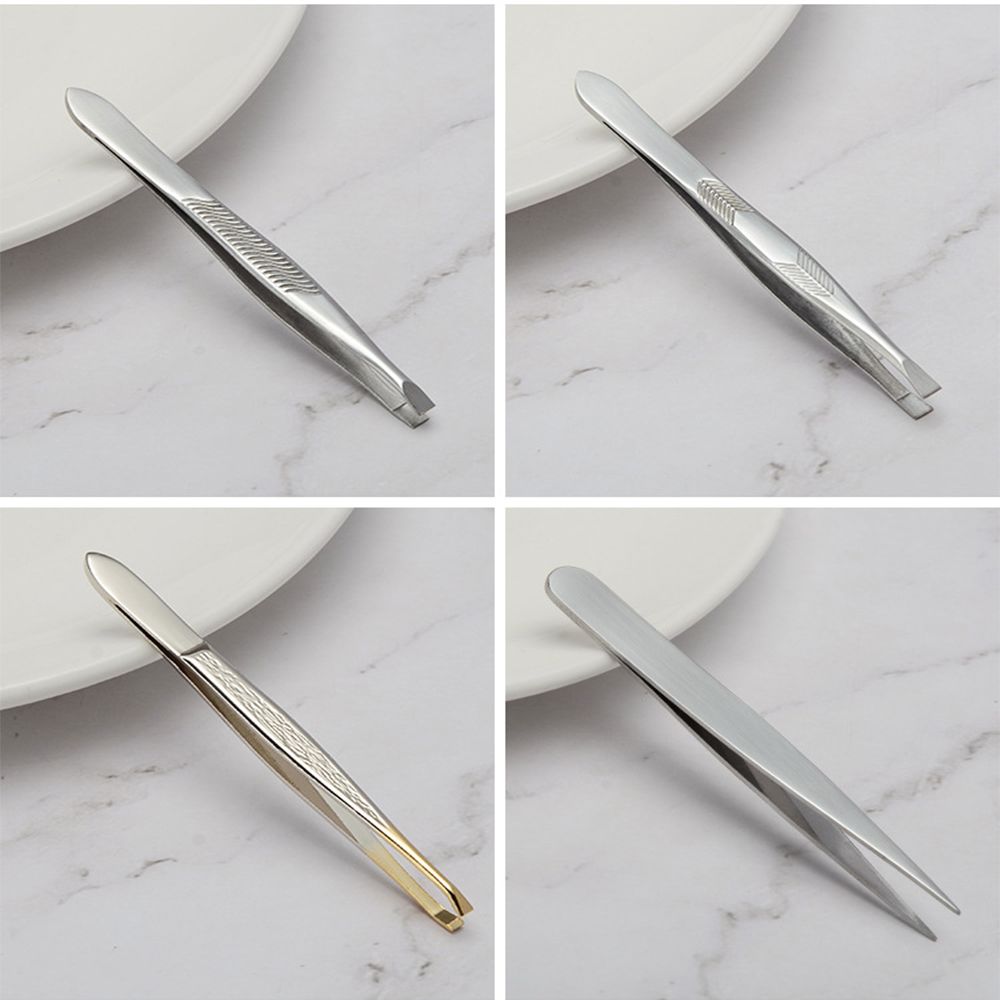 Polished Slant/Tip/Flat Multipurpose Ingrown Hair Removal Eyebrow Tweezers Beards Tool Plucking Eyebrows