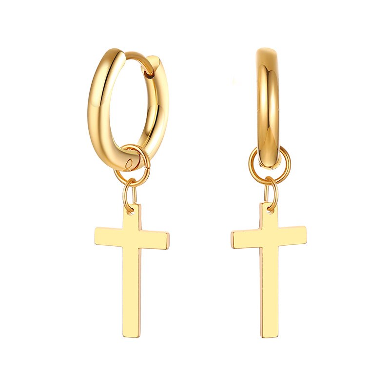 Stainless Steel Stud Earring with Cross Charm for Guys Men Earrings christmas Jewelry: style14