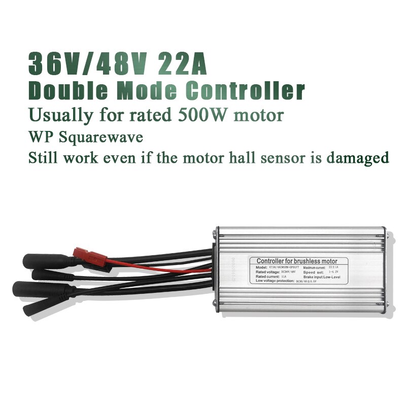 Kt Ebike Dubbele Modus Controller Kt Met Licht 36V 250W 350W 48V 500W 750W 1000W Kunteng Elektrische Fiets Lcd Led Controller: 22A WP Squarewave