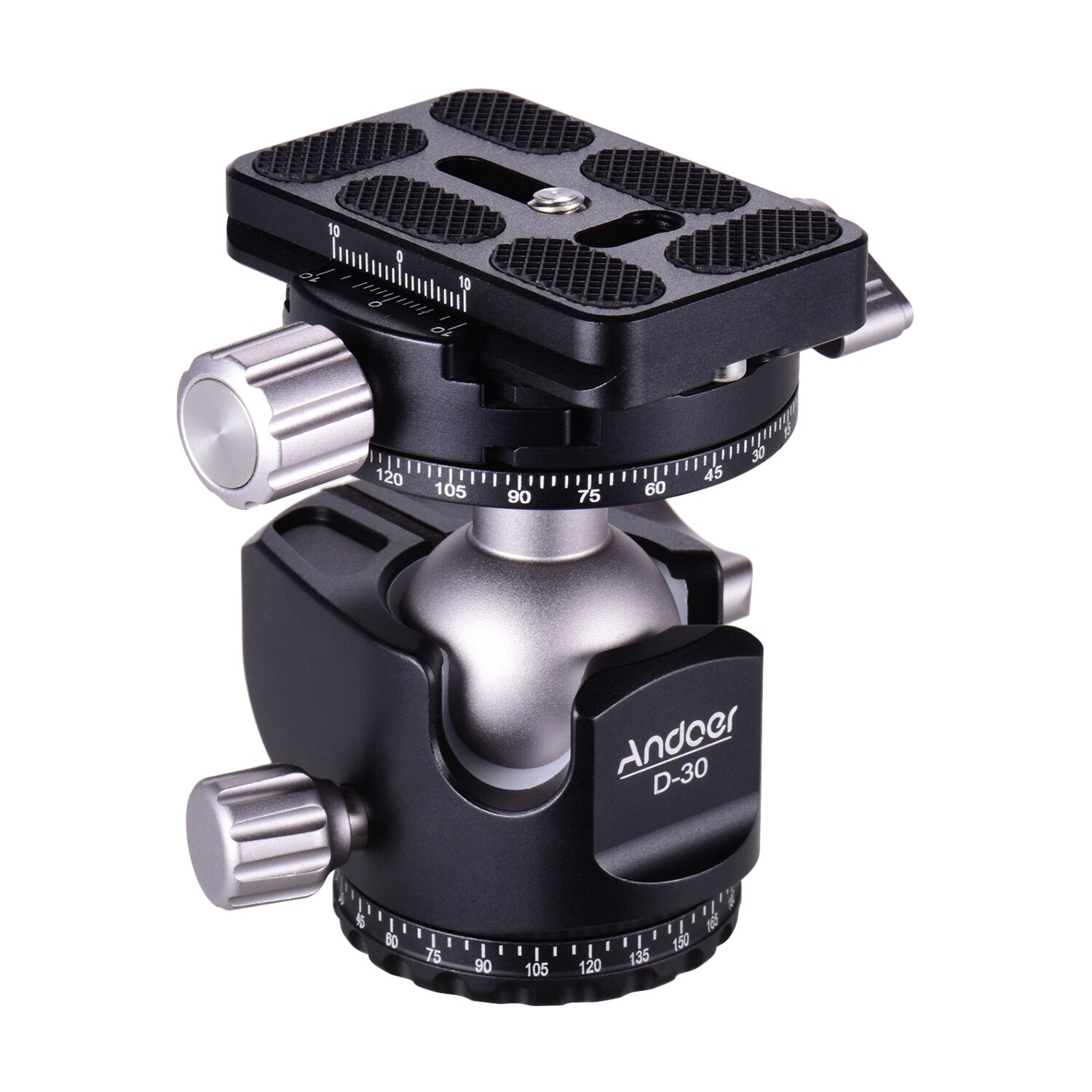 Andoer D-30 Panorama Ball Head Tripod Mount Adapter Dual Panoramic Scale U-Groove Aluminium Alloy Max. 18kg/40lbs Load