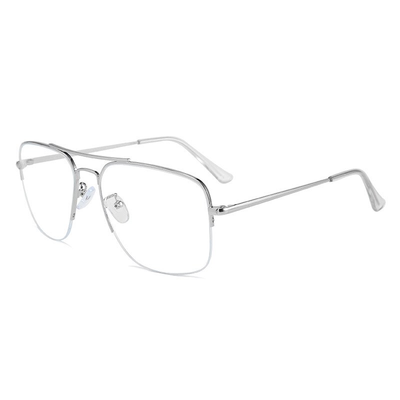 Elbru Plain Glasses Anti-blue Light Glasses Large Comfortable Frame Clear Lens SpectacleS For Men And Women: Silver