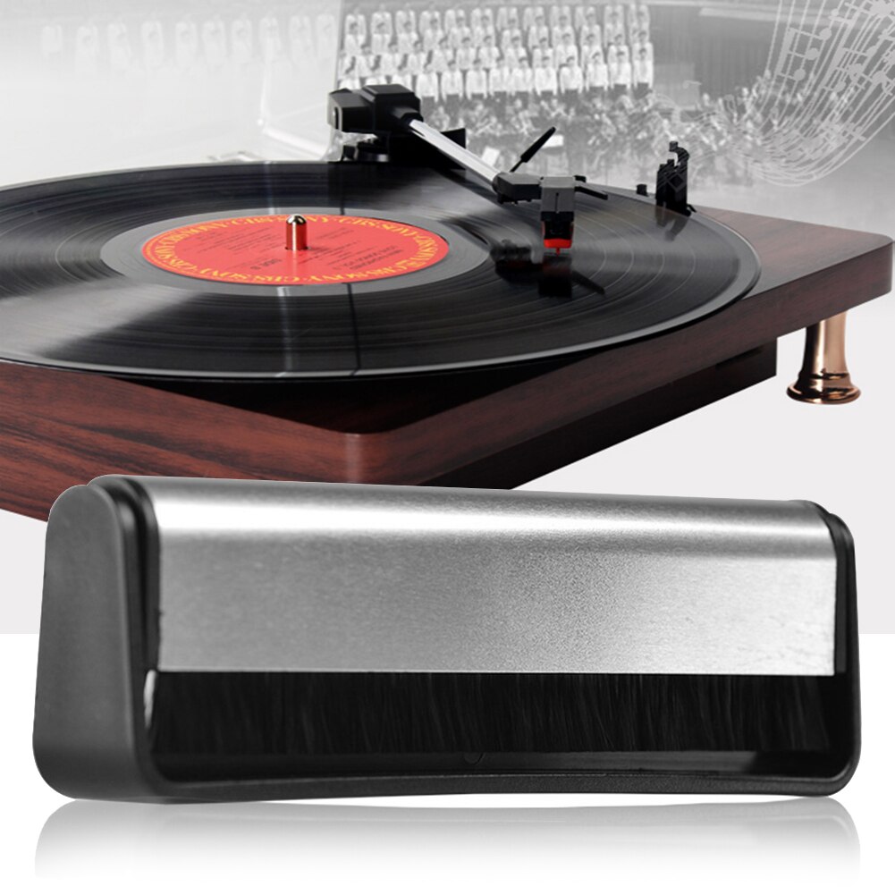 Anti Static Record Brush Antique Gramophone Vinyl Record Cleaning Brush with Carbon Fiber Bristles for Turntable