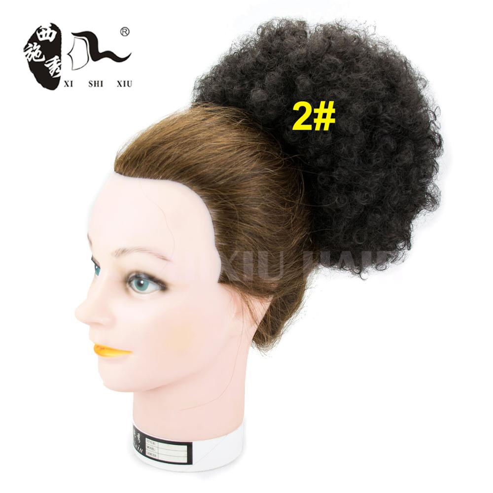 Corto Afro Puff moño de pelo sintético Chignon Hairpiece para mujeres negras cordón Cola de Caballo rizado Updo Clip extensiones de cabello: # 2