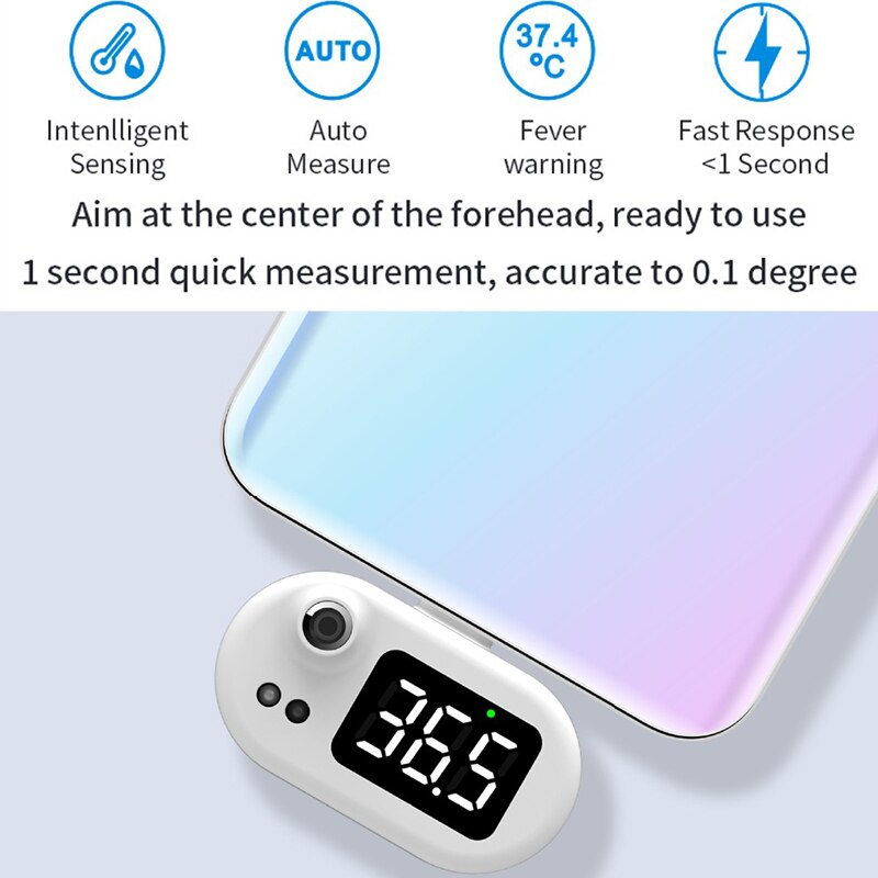 Mini termómetro corporal de medición rápida, termómetro portátil para teléfono inteligente, pantalla Digital, termómetro para la frente para bolsillo USB C