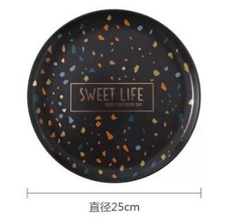 black and white dinner plate dish Terrazzo plate dish Dinnerware Set: 4