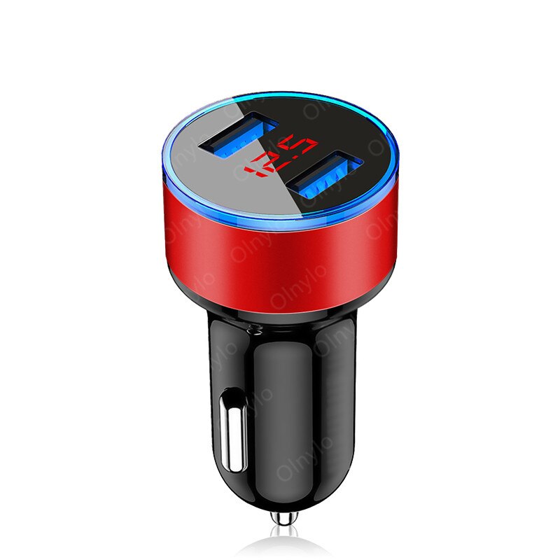 Dual Usb Car Charger 2 Poorten Lcd Display Sigarettenaansteker Aansteker Autolader Adapters Voor Iphone Samsung Xiaomi Huawei Etc: Red