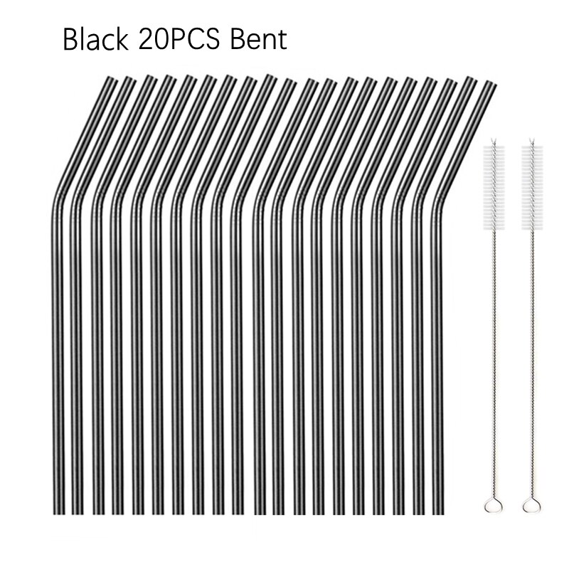 6*215Mm 10 Kleuren Milieuvriendelijke Herbruikbare Metalen Rietjes Set 304 Rvs Rietje Cocktail Party Favor Bar accessoire