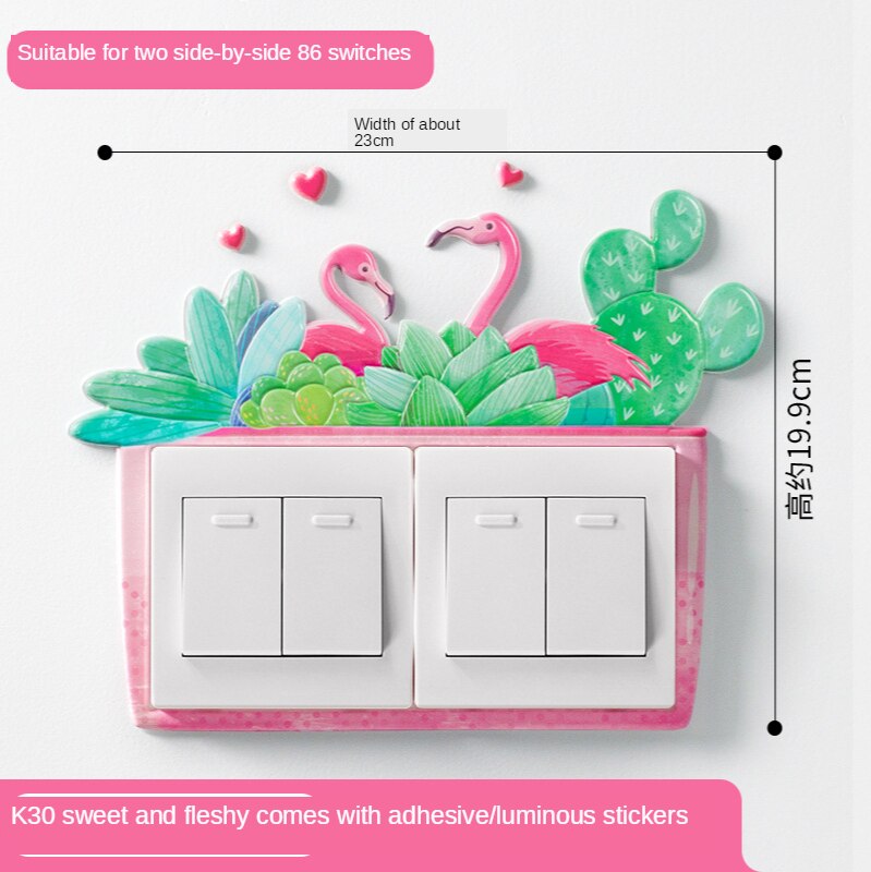 Luminous Cartoon Switch Sticker 3D Silicone On-off Switch Sticker DIY Decoration Fluorescent Livingroom Kids Room Switch Cover: Transparent