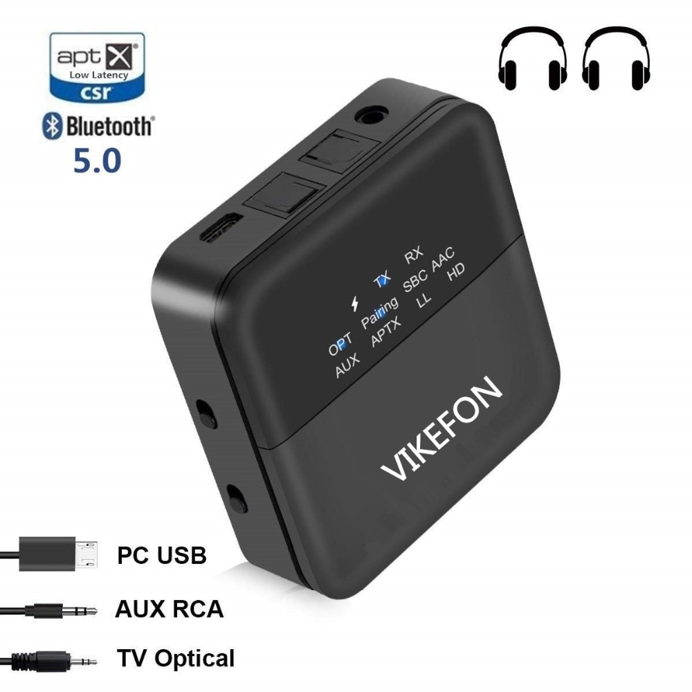 Bluetooth 5.0 Audio Transmitter Receiver Music CSR8675 AptX HD LL Low Latency TV PC Bt Wireless Adapter RCA/SPDIF/3.5mm Aux Jack