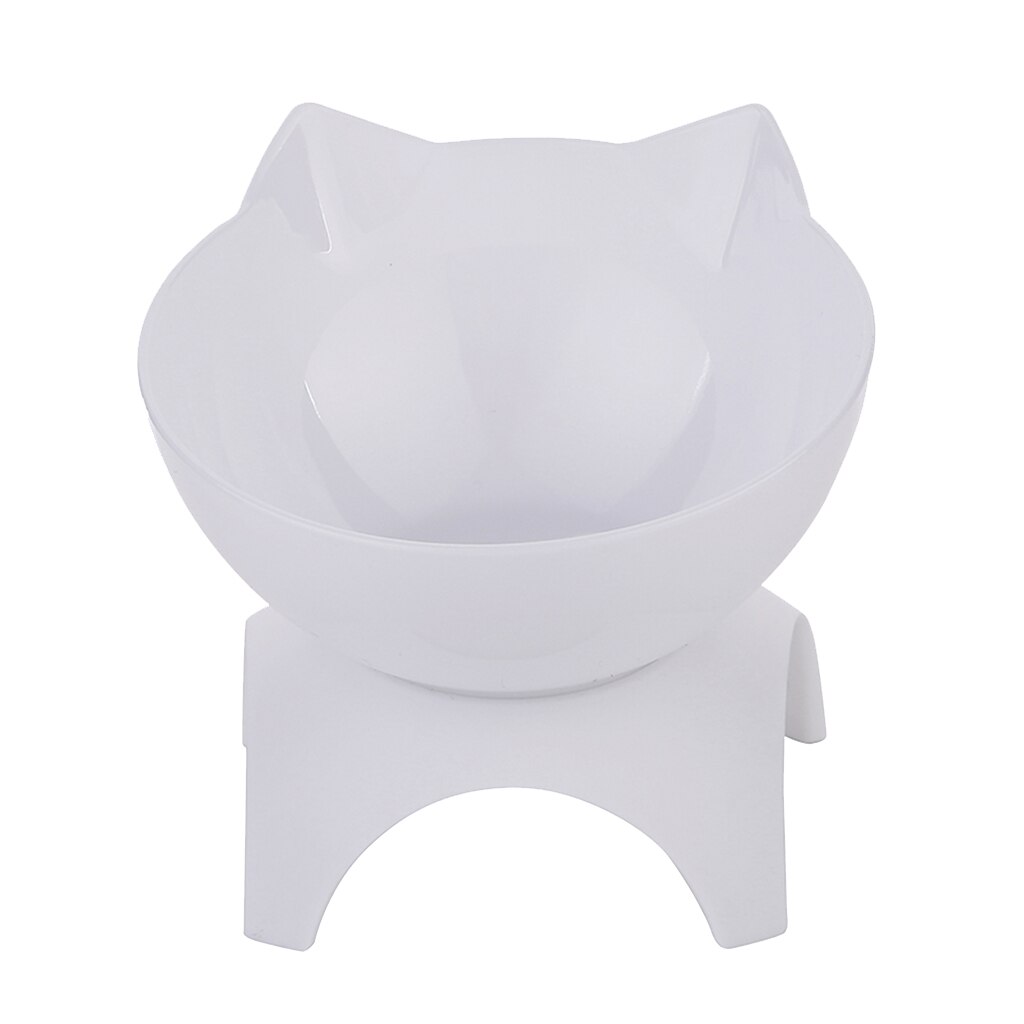 Cute Cat Dog Elevated Bowls 15° Tilted Raised Food Container With Stand Single Bowls Black White: White