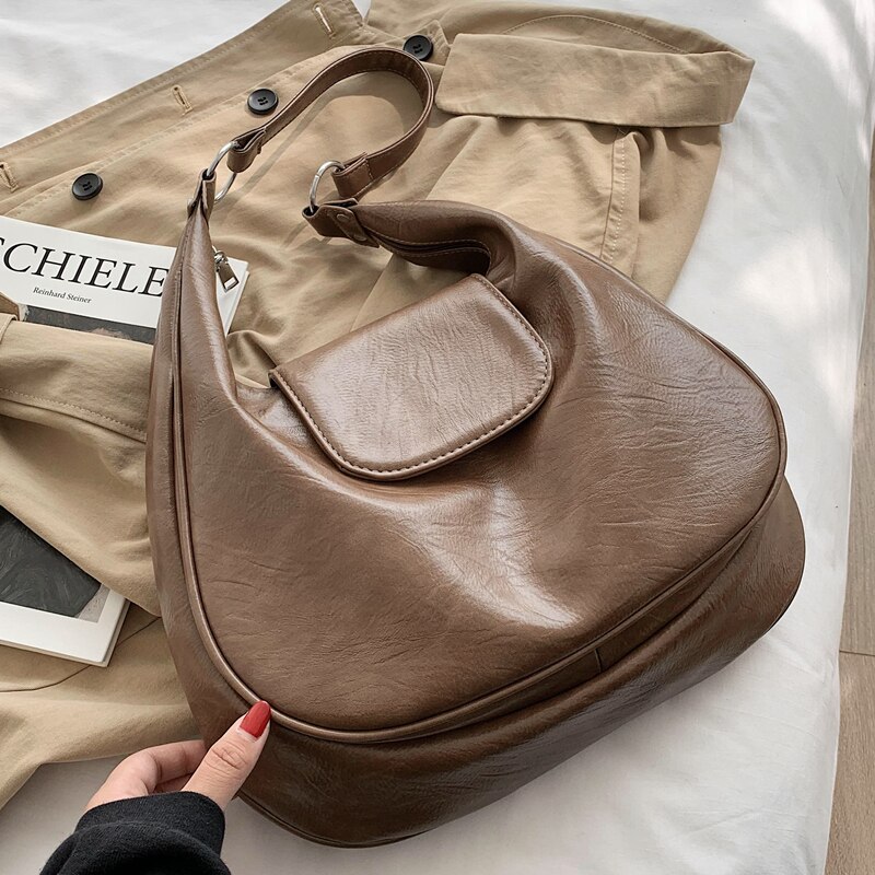 Pu leren vintage handtas voor dames retro merk schoudertas dames eenvoudige handtas