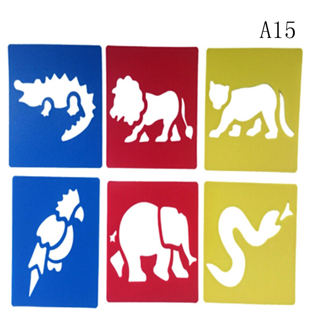 Bambini che imparano lo strumento di arte 6Pcs bambini Multi righelli di plastica a forma di pittura modello di disegno Stencil bambini giocattolo di disegno colorato: 15