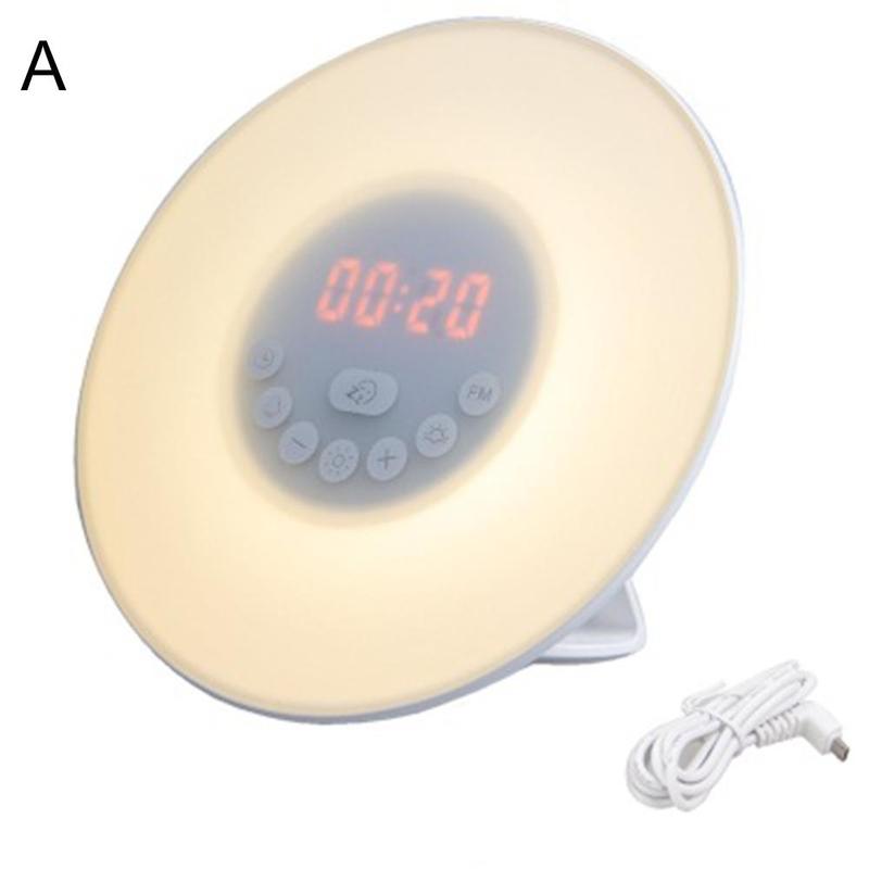 Digital Wecker Wake Up Licht Tisch LED Lampe Elektronische Schreibtisch Uhr Sunrise Sunset Snooze Uhren FM Radio Uhren: usb 