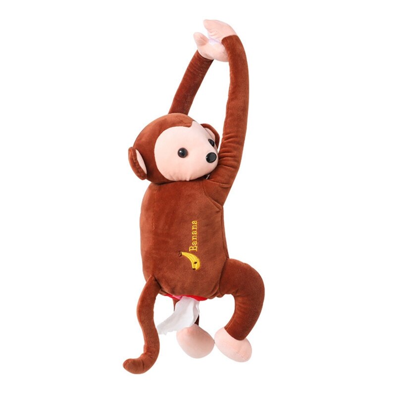 Car Interior Accessories Tissue Box Funny Cartoon Monkey Doll Paper Case Holder Hanging Auto Portable Napkin Box Cover