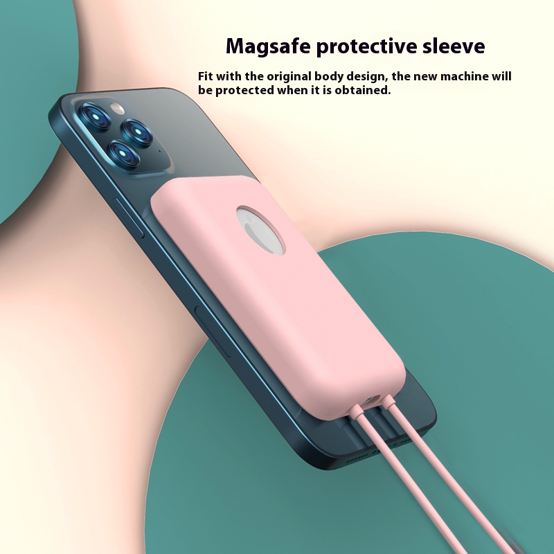 Für IPhone16 kabellos aufladen Schatz magnetisch MagSafe Externer Akku Silikon Schutzhülle Anti-Rutsch-Modetrend