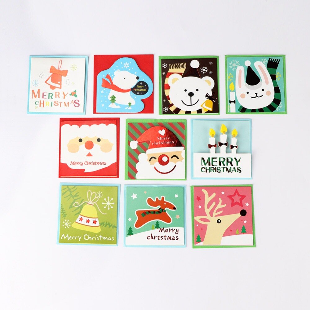 OurWarm 20pcs Funny Mini Christmas Cards With Envelop Merry Christmas Cards Kids Year's Products Christmas