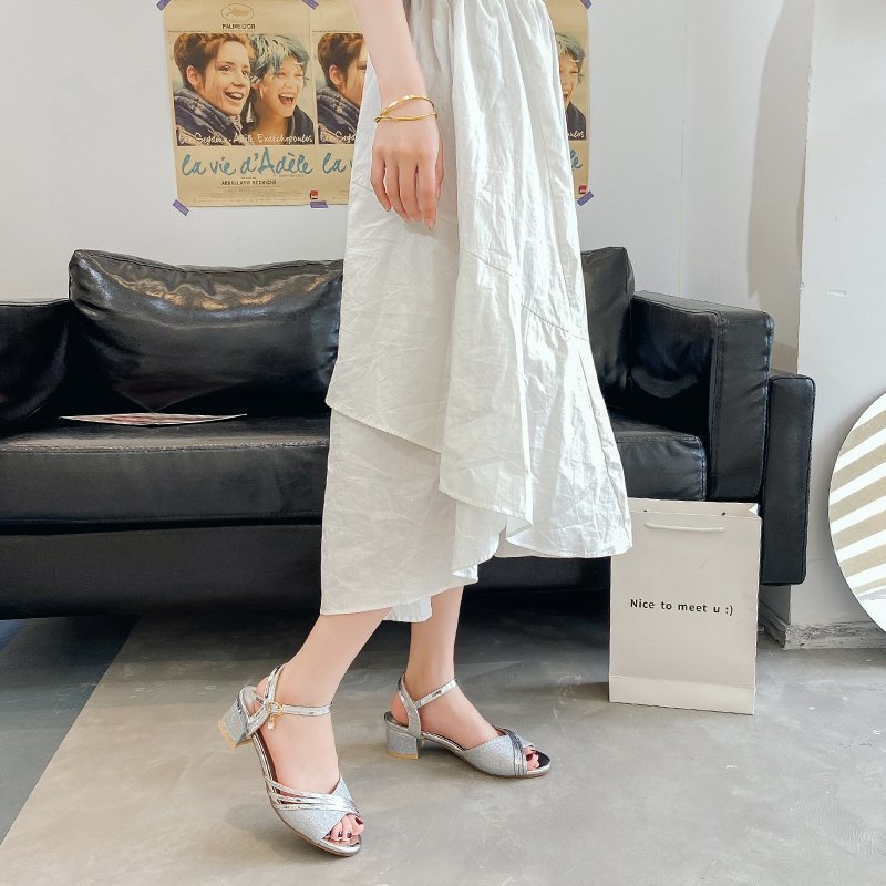 Women's Sandal Summer 5 Cm Thick Heel Commuter Women's Sandal Office Women's Sandal Outdoor Casual Comfortable Sandal