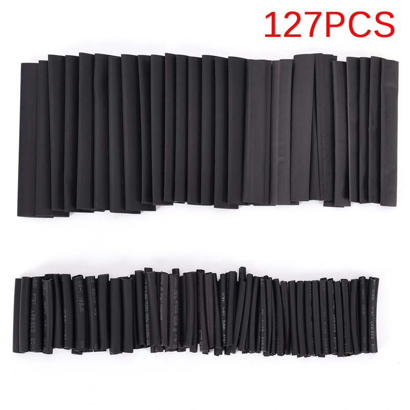 127Pcs/set Multi Style Black Useful Electric Tubings 2:1 Assortment Heat Shrink Tubing Tube Car Cable Sleeving Wrap Wire Kit