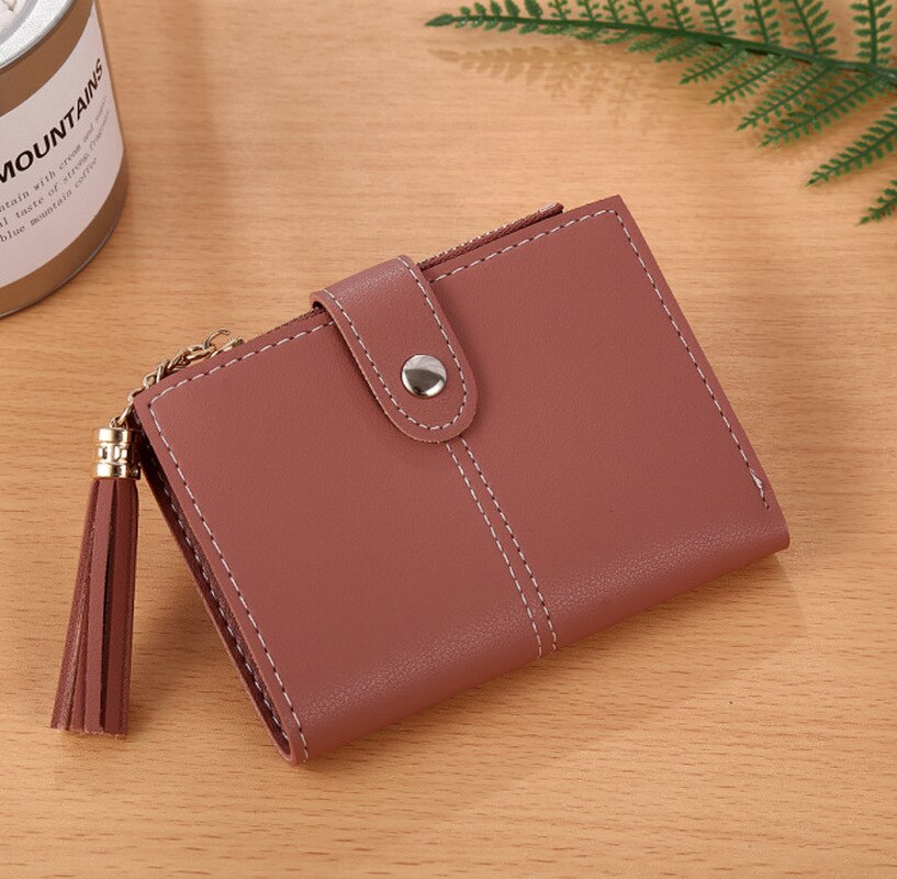 Women Girl Mini Tassel Short Wallet Coin Purse Credit Card Holder Organizer Pocket Classic Solid Purses Wallets