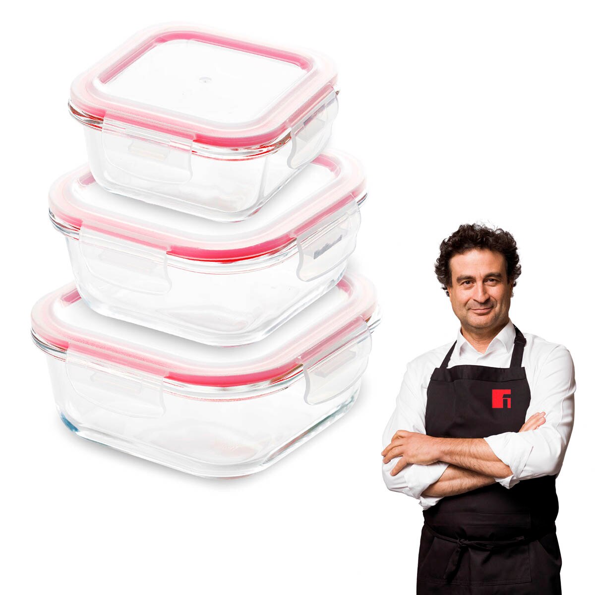 Verre Tupperware Ensemble de 3 tuppers Bergner, verre borosilicate,... – Grandado