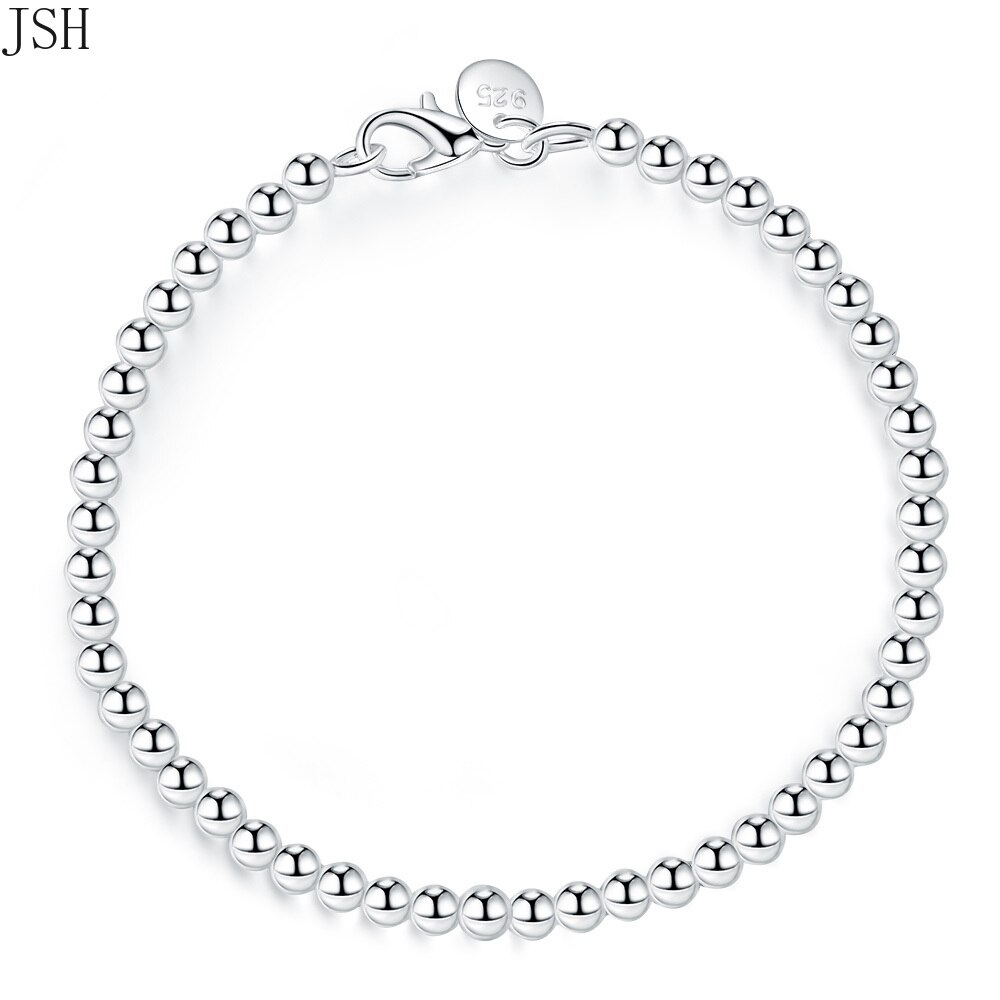 for women Silver color 4mm beads Gold color Chain bracelet cute wedding party lady charm jewelry birthday LH021