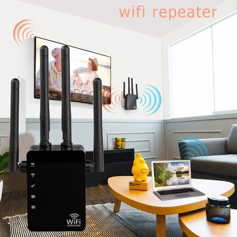 Draadloze wifi-repeater handig praktisch gebruiksvriendelijk 1200 mbps signaalversterker 4 antenne wifi-bereikvergroter