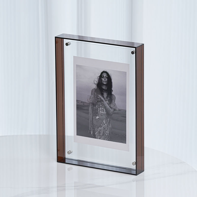 Akrylowa rama na zdjęcia akrylowa rama na zdjęcia talerz na stół dekoracja ścienna ze zdjęciami szalik jedwabny diy drukowanie rama ekspozycyjna wystrój domu: 5 cale / Jasnożółty