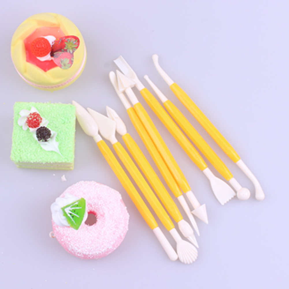 Plastic Fondant Cakes Sculpting Tools Detachable Sculpture Making Cutting Tool Kit Baking Decoration Tools 8 PCS yellow HG0066