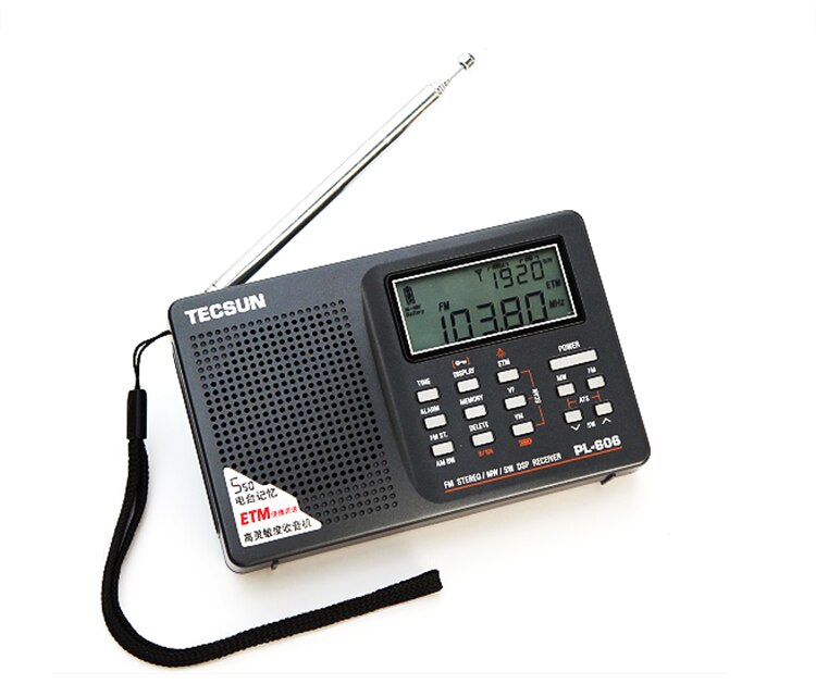 Tecsun PL-606 récepteur numérique PLL FM stéréo/LW/SW/MW DSP léger Rechargeable pour personnes âgées/étudiants: black