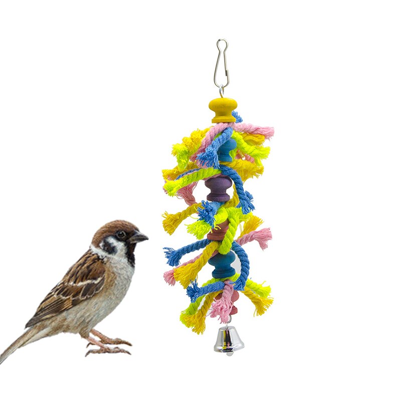 1 Pc Bird Kauwen Speelgoed Grappige Katoenen Touw Papegaai Speelgoed Cilindrische Bell Leuke Sisal Papegaai Speelgoed Parkiet Training Speelgoed Vogel accessoires: 3