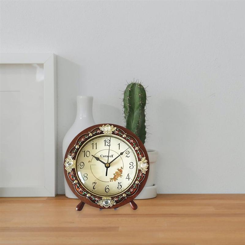 1Pc Creatieve Klok Decoratie Huishouden Desktop Klok Houten Klok Ornament Home Decoratieve Klok