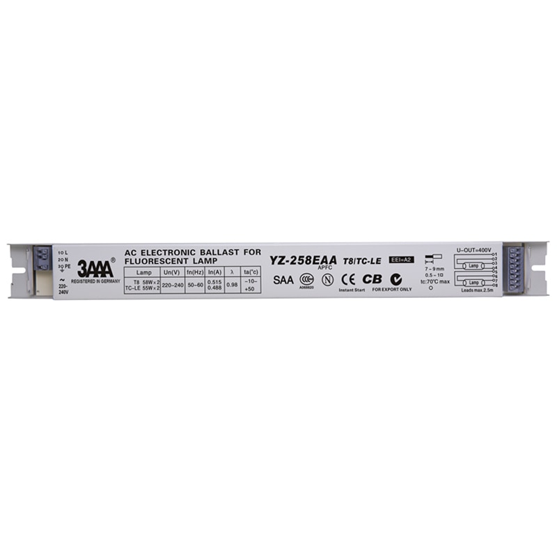 3 aaa yz -158 eaa yz -258 eaa  t8/ tc -l 220v 2*58w 2*55w t8 elektroninen liitäntälaite  t8 loistelampulle mainosvalolaatikkotasasuuntaaja