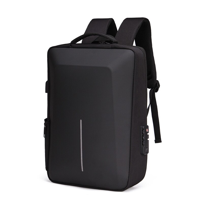 Crossten-Mochila antirrobo para ordenador portátil de negocios, bolsa impermeable con carga USB de 15,6 pulgadas, protección contra impactos, EVA: Negro